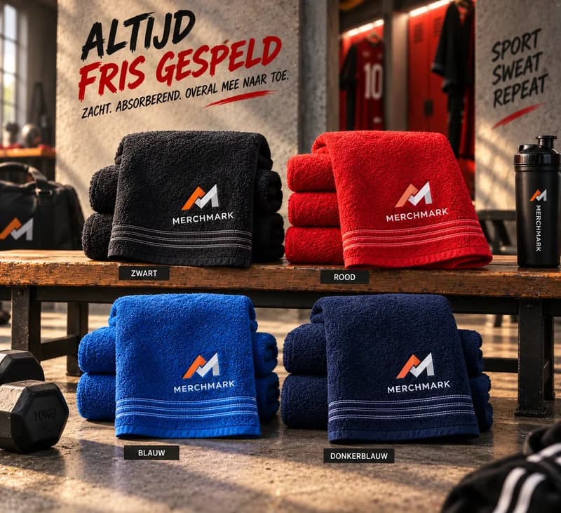Handdoeken in verschillende kleuren met clublogo