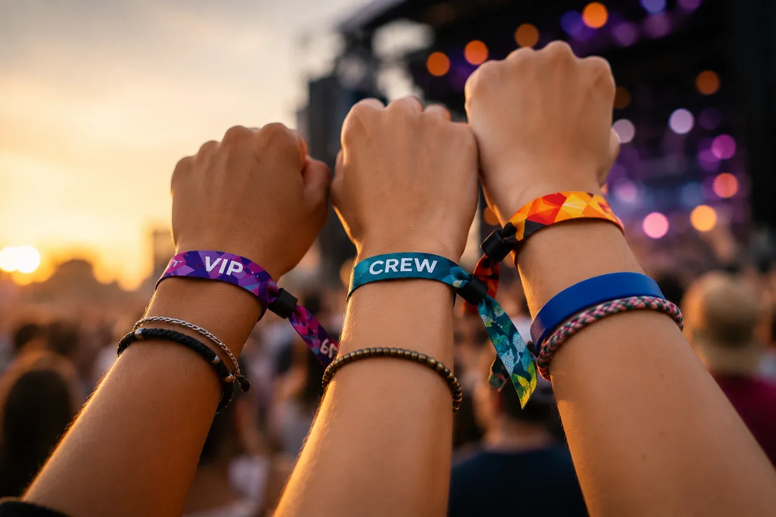 Polsbandjes in gebruik tijdens een festival